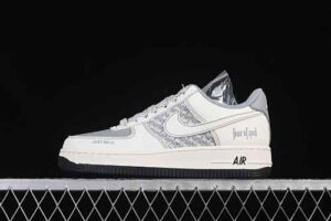 NIke Air Force 1'07 Low Collaboration Cream Grey Black Star Pattern Air Force 1 Low Top Casual Skate Shoes Glitter JP8028-008