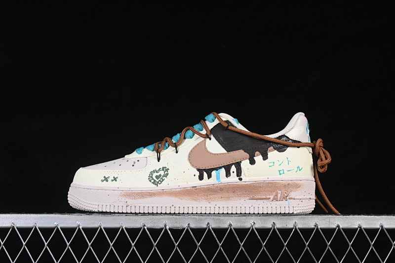 Nike Air Force 1'07 Low "Mint Doodle" Air Force 1 Low Top Casual Skate Shoes Graffiti Hand Painted DZ1382-121