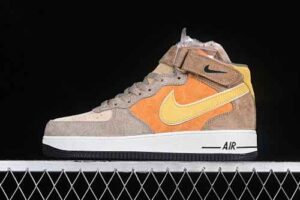 Nike Air Force 1'07 Mid Brown Yellow Air Force 1 Mid Top Casual Skate Shoes CG9908-105