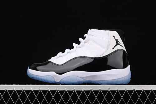 X Version Air Jordan 11 Concord Air Jordan 11 Jordan 11 Black White High Top Authentic Label Basketball Shoes 378037-100