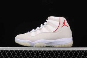X Version Air Jordan 11 Platinum Tint Air Jordan 11 Jordan 11 White Red Authentic Label Basketball Shoes 378037-016