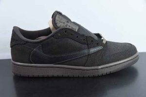 RHFU65794651 Travis Scott x Air Jordan 1 OG SP TS Collaboration Black Brown Reverse Swoosh Low Top DM7866-202