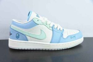 XFWQ35428449 Nike Air Jordan 1 Retro x BAPE Cream Blue Green JJ8688 006