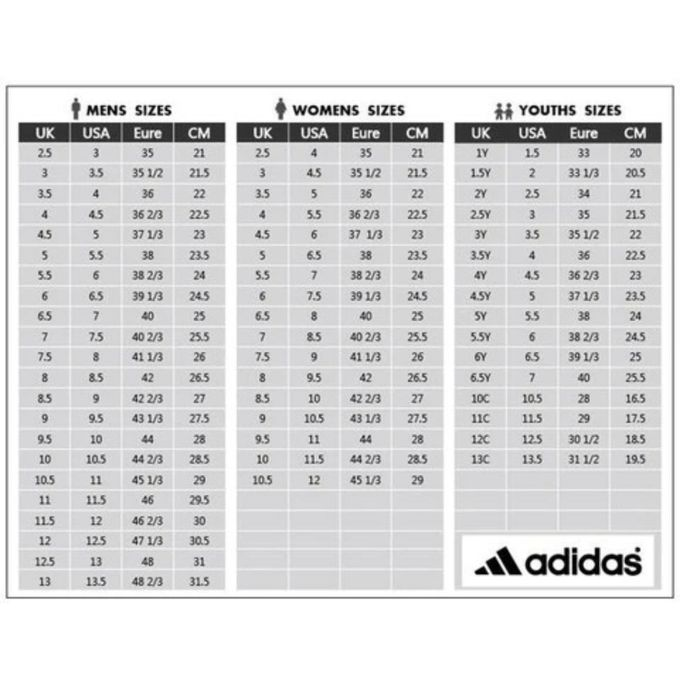 Adidas size chart
